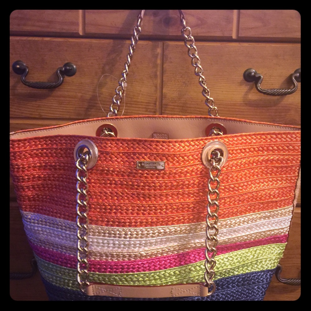 Kate spade small chelsea market striped straw bag